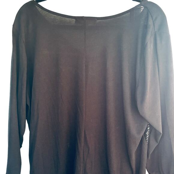 Ellen Tracy Black Tunic Top Black Sequins Womans Plus Sz 2X Long Sleeve Sparkly - Picture 9 of 10